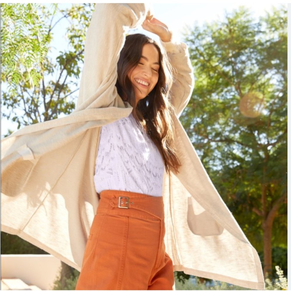 NWT Donni Sandwash Cardigan Long Open Front Duster Cardigan One Size